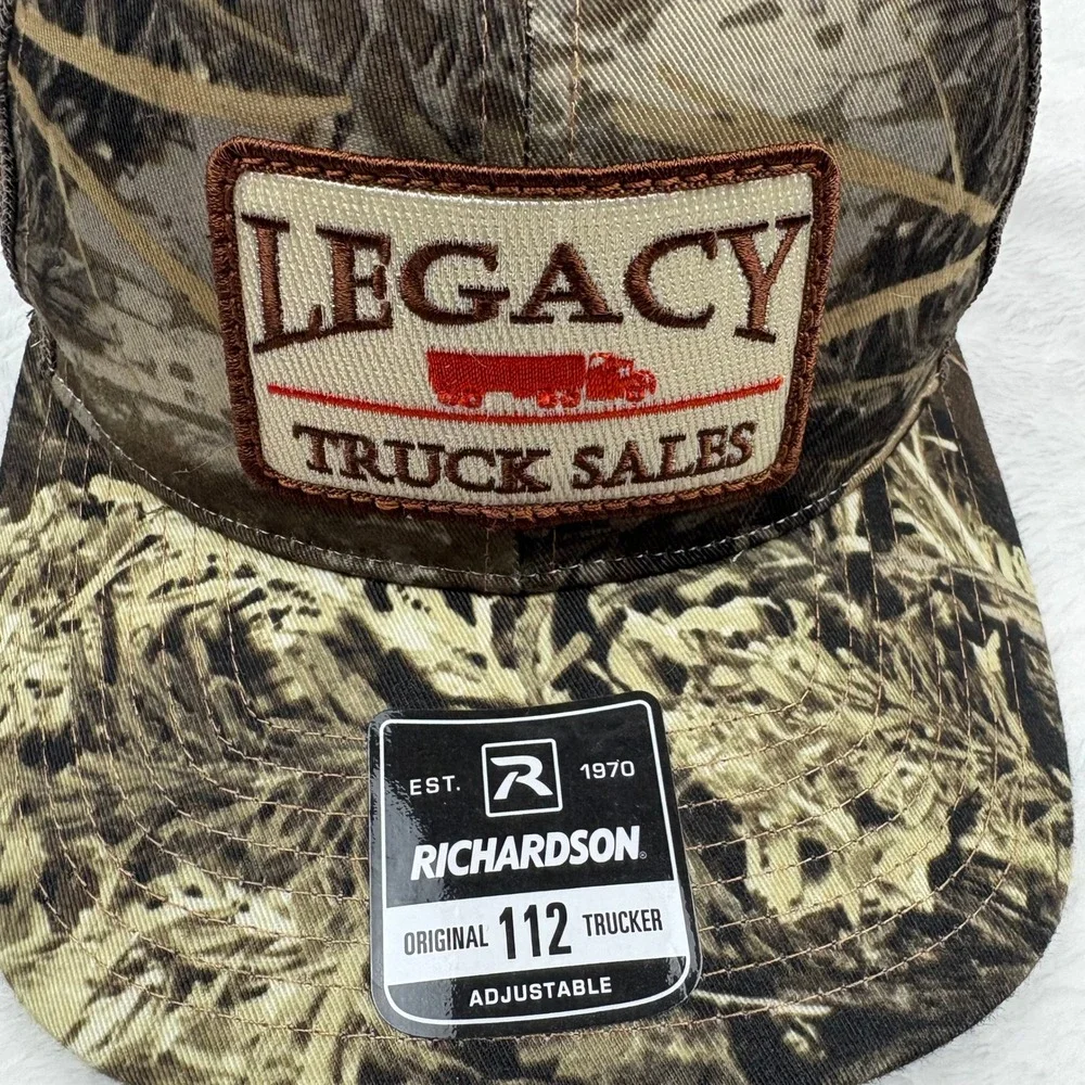 Richardson 112 Trucker Hat Legacy Truck Sales Realtree Camo Snapback Brown NEW